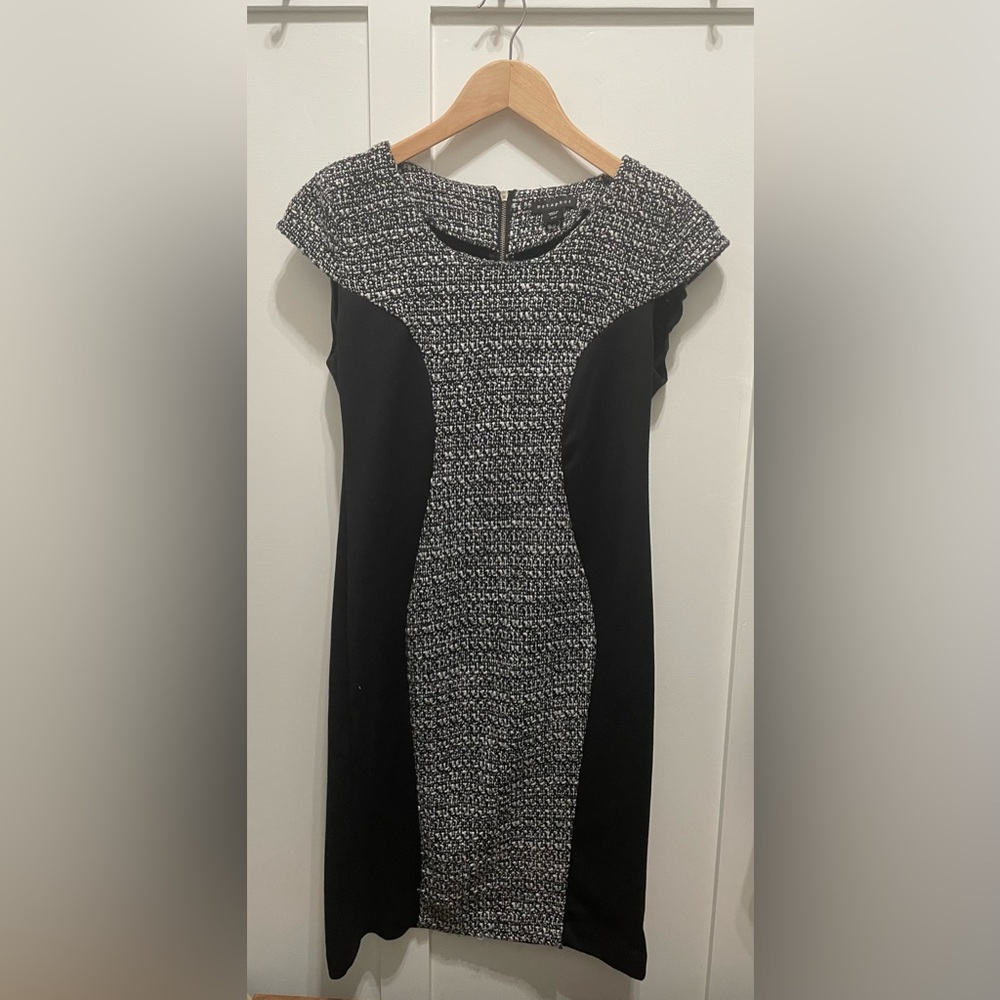 Metaphor Size Medium Dress Grey and Black knit dress midi sheath dress,‎ bodycon